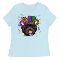 Baby Blue mardi gras hat havanese dog Ladies Tee - RanaPortraitStore