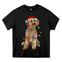 Black cockapoo with christmas lights Heavy Core Tee - RanaPortraitStore
