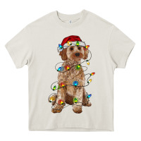 Cream cockapoo with christmas lights Heavy Core Tee - RanaPortraitStore