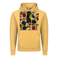 Vintage Mustard halloween witch skull seamless pattern Vintage Hoodie - BundleAndBundleShop
