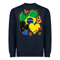 Navy brazil hearts Heavyweight Sweatshirt - NancyCooperArtShop