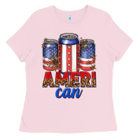Bubblegum Pink Ameri can Ladies Tee - texasbilliewilder