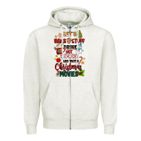 Oatmeal Heather let's bake stuff drink hot cocoa and watch christm Zipper Hoodie - MaliasSmallBusiness
