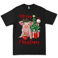 Black merry christmas pig Premium Tee - RanaPortraitStore