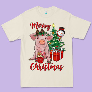 Merry Christmas Pig Premium Tee Designed By Ranaportraitstore