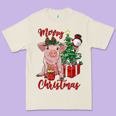 Merry Christmas Pig Premium Tee Designed By Ranaportraitstore