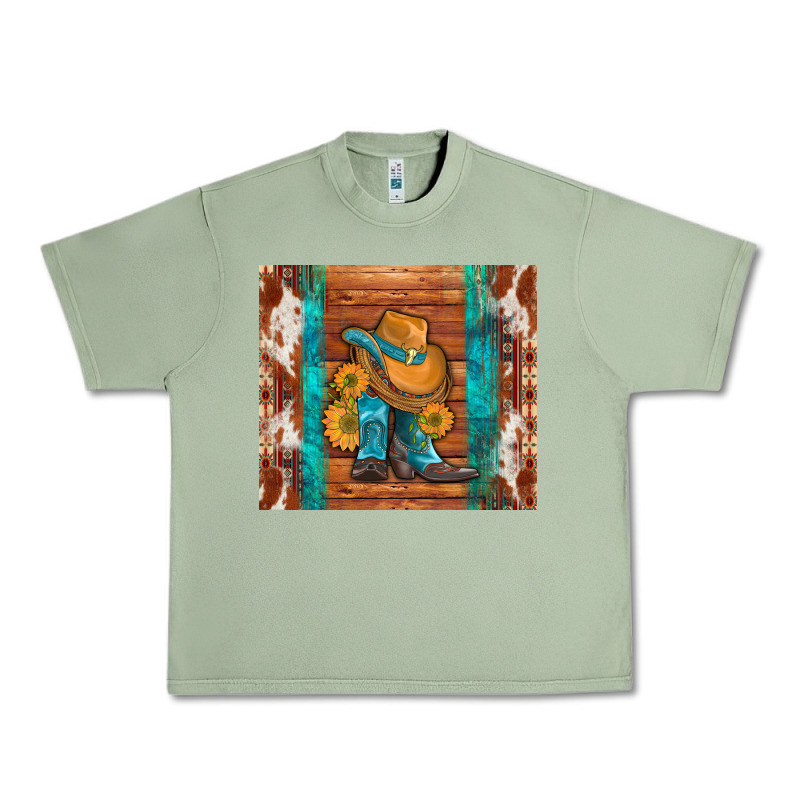 Cowboy Boots Turquoise Aztec Cowhide Urban Heavy Tee by Artiststas | Teevron