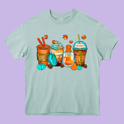 Thankful Coffee Cups Heavy Core Tee Designed By Zillion Design Studio