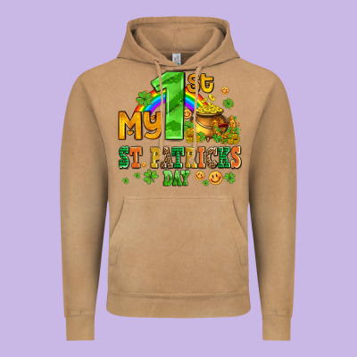 My First St Patricks Day With Coins And Shamrocks Vintage Hoodie Designed By Adodesignshop