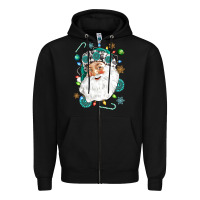 Black Western Santa Christmas Zipper Hoodie - NancyCooperArtShop