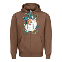 Chestnut Western Santa Christmas Zipper Hoodie - NancyCooperArtShop
