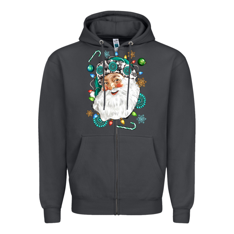 Western Santa Christmas Zipper Hoodie by NancyCooperArtShop | Teevron
