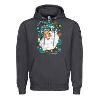 Smoke Western Santa Christmas Zipper Hoodie - NancyCooperArtShop