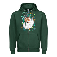 Sports Green Western Santa Christmas Zipper Hoodie - NancyCooperArtShop