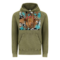 Vintage Olive western roses cow Vintage Hoodie - RanaPortraitStore