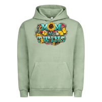 Pigment Oil Green Mom of twins sunflower mothers day Urban Hoodie - HowdyJamesFarm