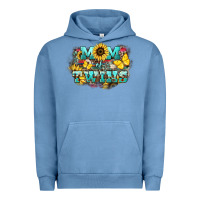 Pigment Pebble Blue Mom of twins sunflower mothers day Urban Hoodie - HowdyJamesFarm