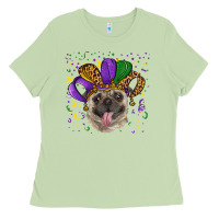 Matcha mardi gras hat pug Ladies Tee - RanaPortraitStore