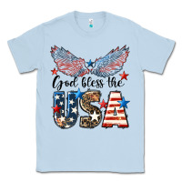 Dusty Blue Western God Bless The USA Classic Tee - LillyAllenDesigns