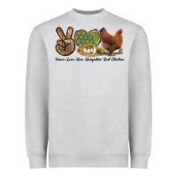 Heather Grey Peace Love New Hampshire Red Chicken Heavyweight Sweatshirt - LillyAllenDesigns