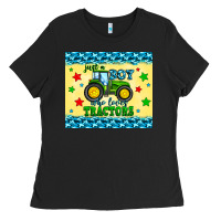 Black just a boy who loves tractors Ladies Tee - Zillion Design Studio