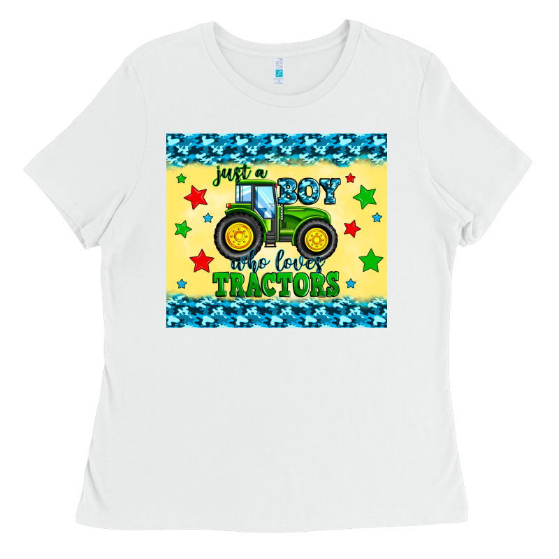 Just A Boy Who Loves Tractors Ladies Tee by Zillion Design Studio | Teevron