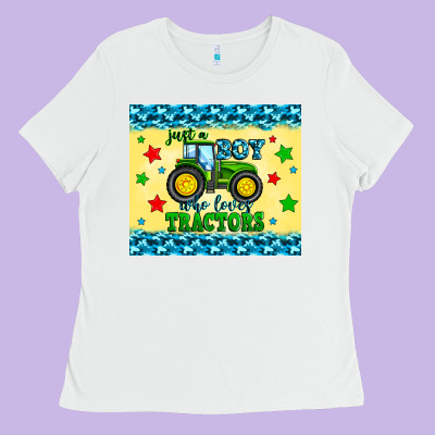 Just A Boy Who Loves Tractors Ladies Tee Designed By Zillion Design Studio
