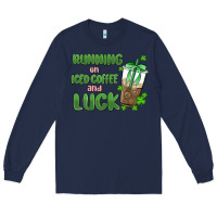 Navy iced coffee and luck Long Sleeve Tee - MaliasSmallBusiness
