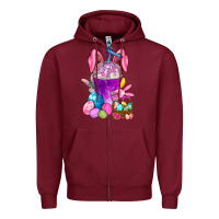 Burgundy Happy Easter coffee cup Zipper Hoodie - NancyCooperArtShop