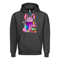 Charcoal Heather Happy Easter coffee cup Zipper Hoodie - NancyCooperArtShop