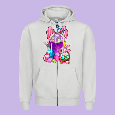 Happy Easter Coffee Cup Zipper Hoodie Designed By Nancycooperartshop