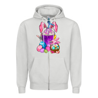 Dove Grey Happy Easter coffee cup Zipper Hoodie - NancyCooperArtShop