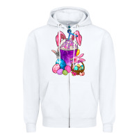 White Happy Easter coffee cup Zipper Hoodie - NancyCooperArtShop
