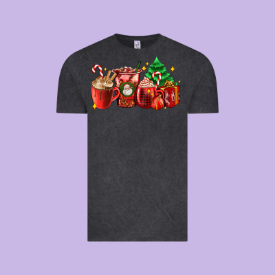 Christmas Coffee Cups With Gift And Christmas Tree Vintage Tee Designed By Adodesignshop