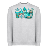 Heather Grey winter christmas gnomes coffee cups Heavyweight Sweatshirt - Jasminsmagicworld