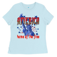 Baby Blue America home of the free Ladies Tee - texasbilliewilder