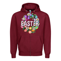 Burgundy Easter with eggs and daisy Zipper Hoodie - NancyCooperArtShop