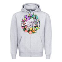 Heather Grey Easter with eggs and daisy Zipper Hoodie - NancyCooperArtShop