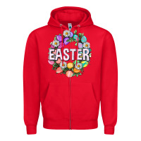 Red Easter with eggs and daisy Zipper Hoodie - NancyCooperArtShop