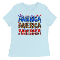 Baby Blue America america america fourth of july Ladies Tee - texasbilliewilder