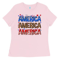 Bubblegum Pink America america america fourth of july Ladies Tee - texasbilliewilder