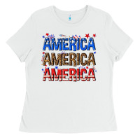 White America america america fourth of july Ladies Tee - texasbilliewilder