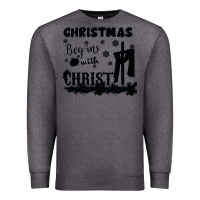 Charcoal Heather Christmas Begins With Christ Premium Sweatshirt - Bettercallsaul