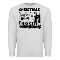 Dove Grey Christmas Begins With Christ Premium Sweatshirt - Bettercallsaul