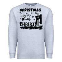 Heather Grey Christmas Begins With Christ Premium Sweatshirt - Bettercallsaul