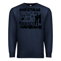 Navy Christmas Begins With Christ Premium Sweatshirt - Bettercallsaul