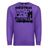 Purple Christmas Begins With Christ Premium Sweatshirt - Bettercallsaul