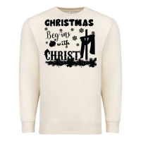 Sandshell Christmas Begins With Christ Premium Sweatshirt - Bettercallsaul