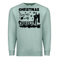 Seafoam Christmas Begins With Christ Premium Sweatshirt - Bettercallsaul