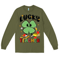 Army Green lucky teacher Long Sleeve Tee - MaliasSmallBusiness